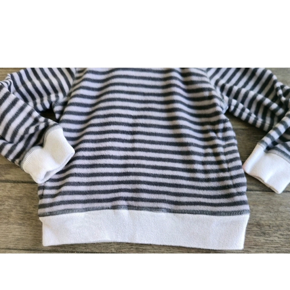Mini Boden Gray Striped Hooded Hoodie Fleece Sweater Shirt Boys Size 3 4 Years - Picture 3 of 7